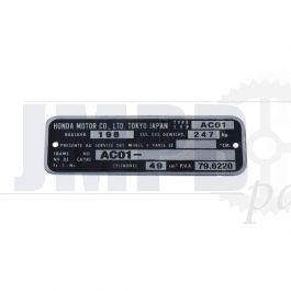 Type plate Frame Honda MB50 - AC01