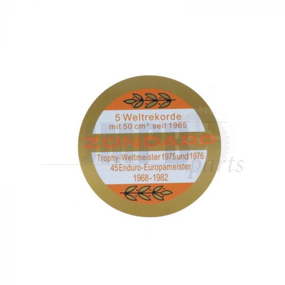 Sticker Zundapp Logo Weltrekorde Orange/Gold 65MM