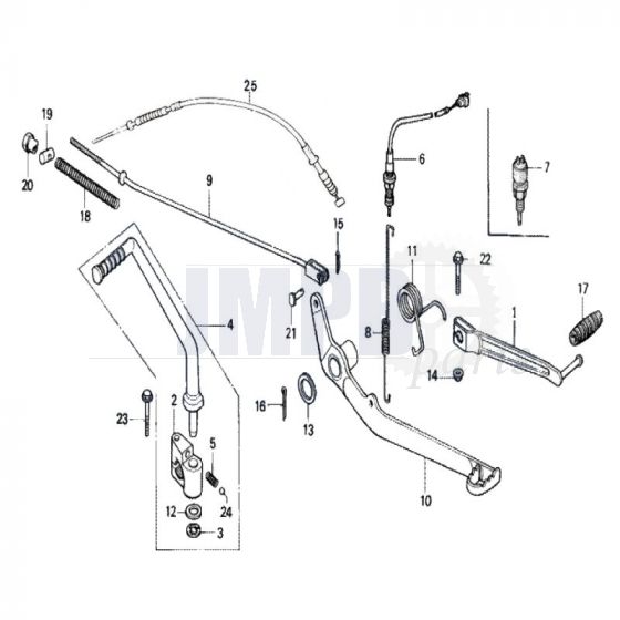 Kickstart / Gear / Brake pedals Honda MT50