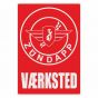Vaerksted Sticker Zundapp Red Danish
