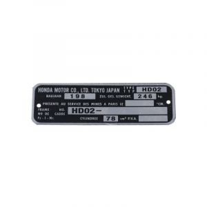 Type plate Frame Honda MT80 - HD02
