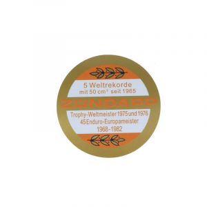 Sticker Zundapp Logo Weltrekorde Orange/Gold 65MM