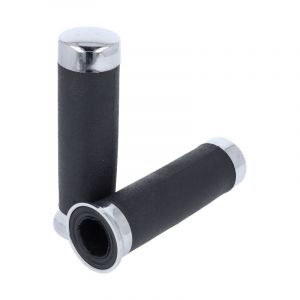 Handle Grips Leatherlook Black/Chrome