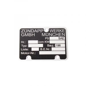 Type plate Engine Zundapp 1960