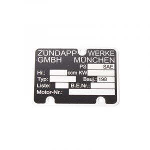 Type plate Engine Zundapp 1980