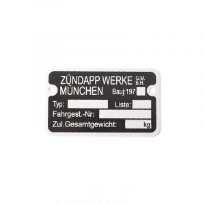 Type plate Frame Zundapp 1970