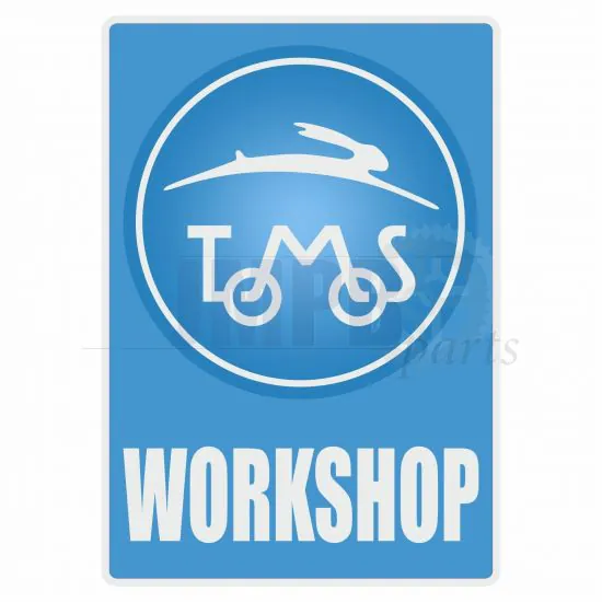 Workshop Sticker Tomos Blue English