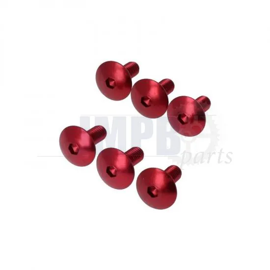 Bolts set M6X15 Aluminium Red - 6 Pieces