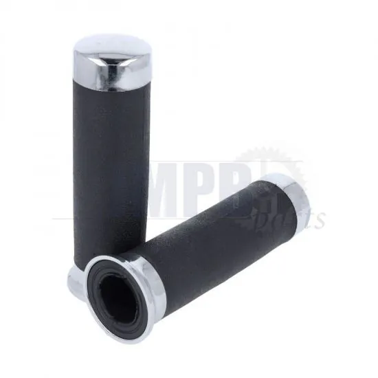 Handle Grips Leatherlook Black/Chrome