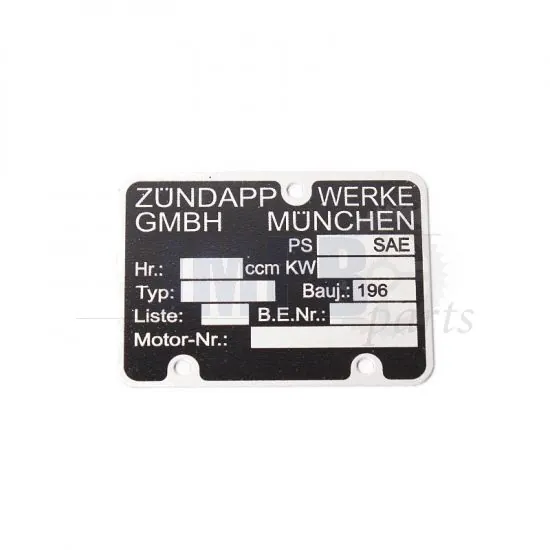 Type plate Engine Zundapp 1960